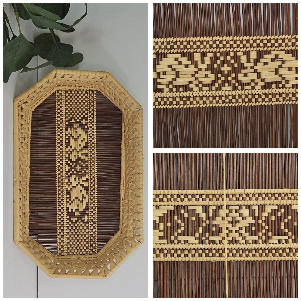 Handcrafted Woven Rattan Easter Serving Tray | Rustic Cottagecore Farmhouse Dec